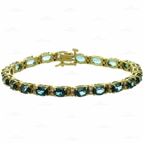 14K Gold Blue Topaz Bracelet