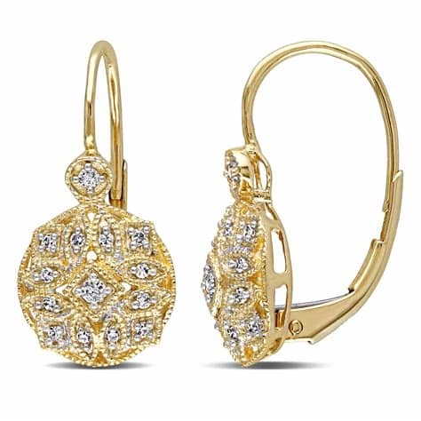 14K Yellow Gold Leverback Earrings