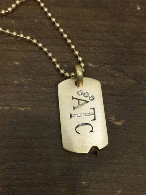 18K Gold Dog Tag Necklace