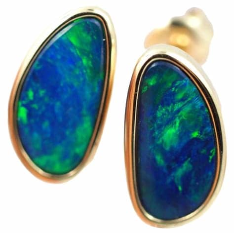 Black Opal Earrings Gold