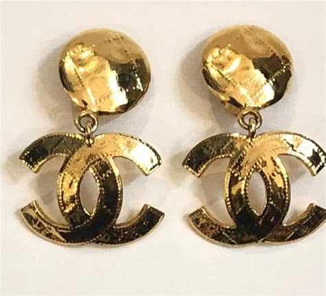 Chanel Logo Dangle Earrings