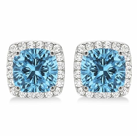 Cushion Cut Blue Topaz Earrings