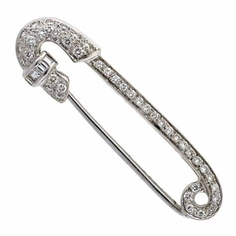 Diamond Safety Pin Brooch