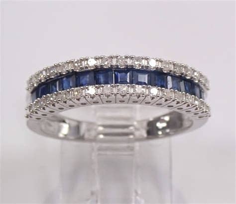 Diamond Sapphire Band White Gold