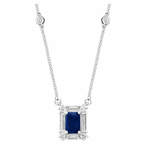 Emerald Cut Sapphire Necklace