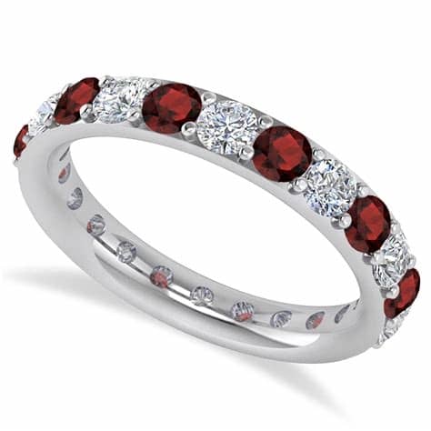 Garnet Band Ring White Gold