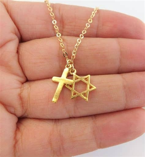 Gold Star of David with Cross Necklace