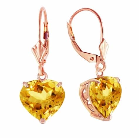 Heart Shaped Citrine Earrings