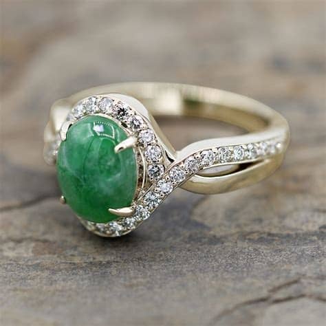 Jade Diamond Engagement Ring