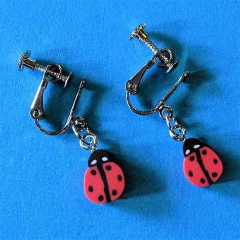 Lady Bug Clip On Earrings