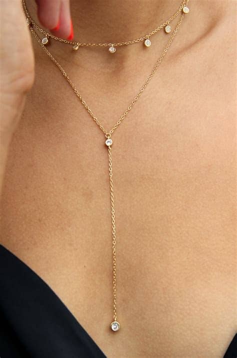 Long Gold Lariat Necklace