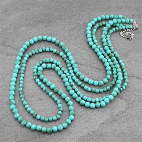 Long Turquoise Bead Necklace