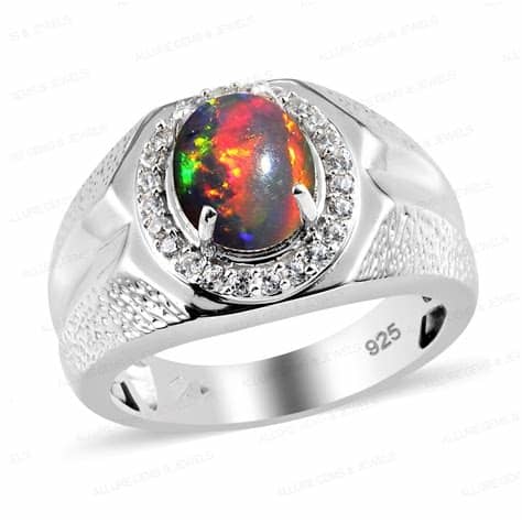 Mens Black Opal Rings