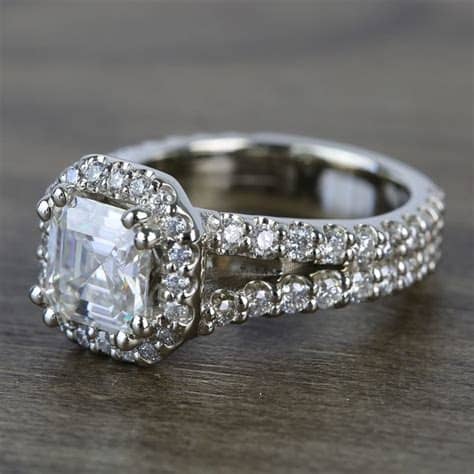 Moissanite Asscher Cut Engagement Rings