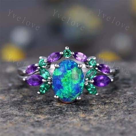 Opal And Amethyst Wedding Ring