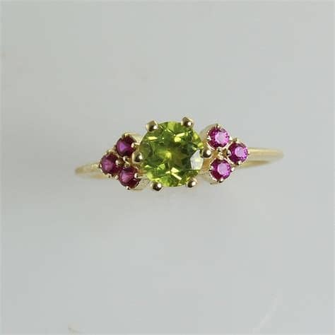 Peridot And Ruby Engagement Ring