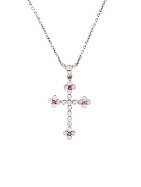 Pink Sapphire Cross Necklace