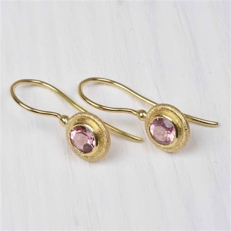 Pink Tourmaline Earrings Gold