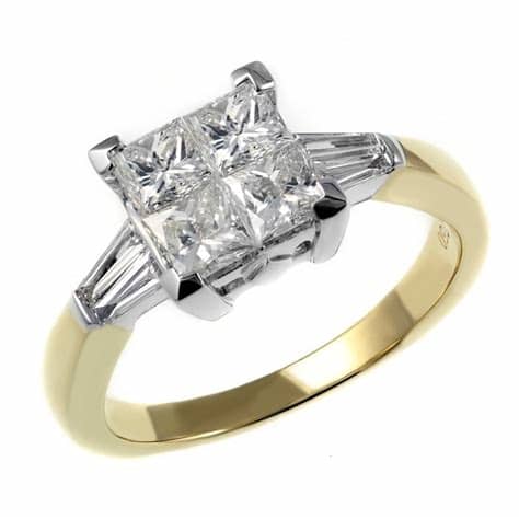 Princess Cut Invisible Set Diamond Rings