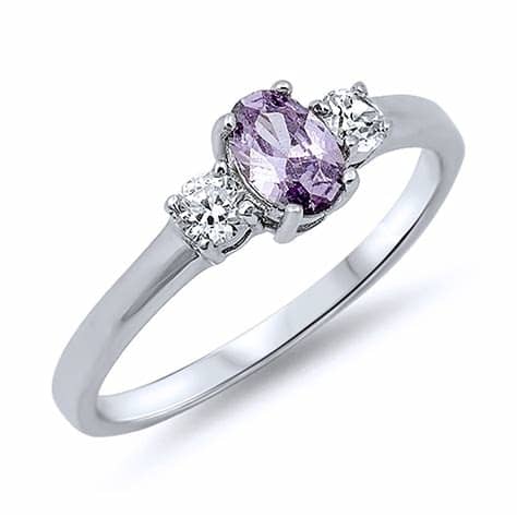 Purple Stone Rings Silver