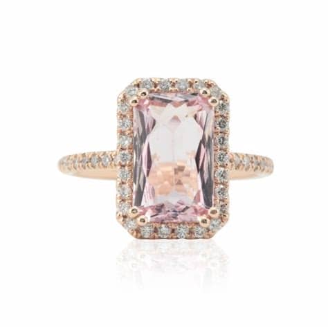 Radiant Cut Morganite Engagement Ring