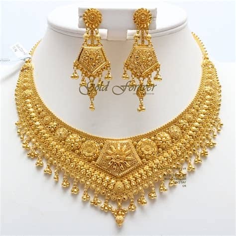 Real Gold Necklace And Bracelet Set