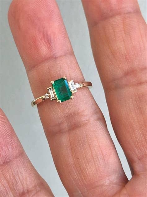 Rectangle Cut Emerald Ring