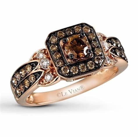 Strawberry Gold Chocolate Diamond Ring