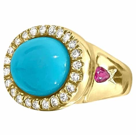 Turquoise And Ruby Ring